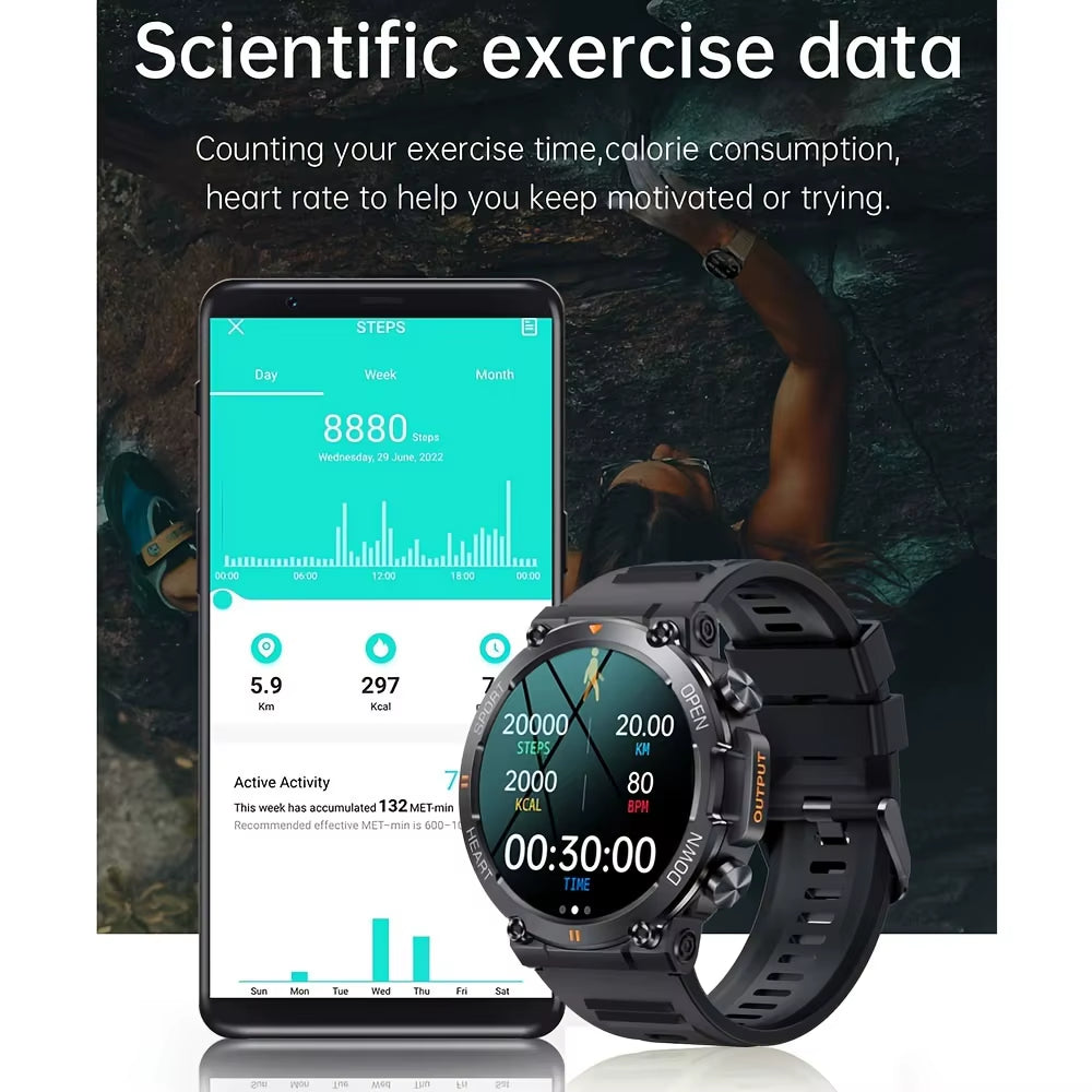 K56Pro Men's Smart Watch - Heart Rate Monitor, Bluetooth, 1.39" HD Screen, 400mAh Long Battery Life, Perfect for Outdoor Sports